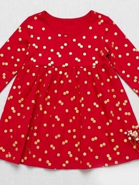 Red Dress with Gold Polka Dots